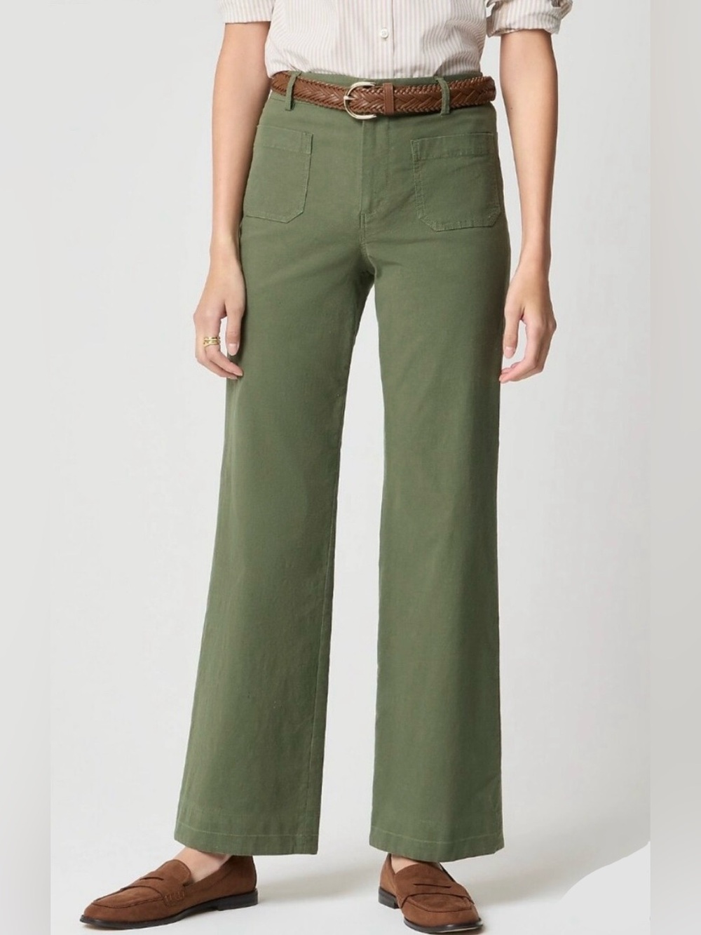 J. Crew Factory Lizzie Wide-leg Pant Olive Green Size 33 NWT